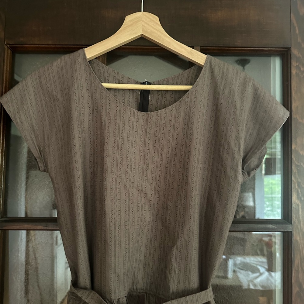 Let’s Backtrack Brown Striped Midi Dress - Picture 3 of 9